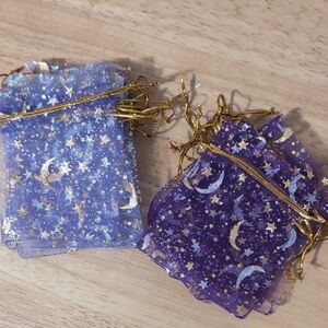 20 PCS Moon & Star Organza Bags All Purple New